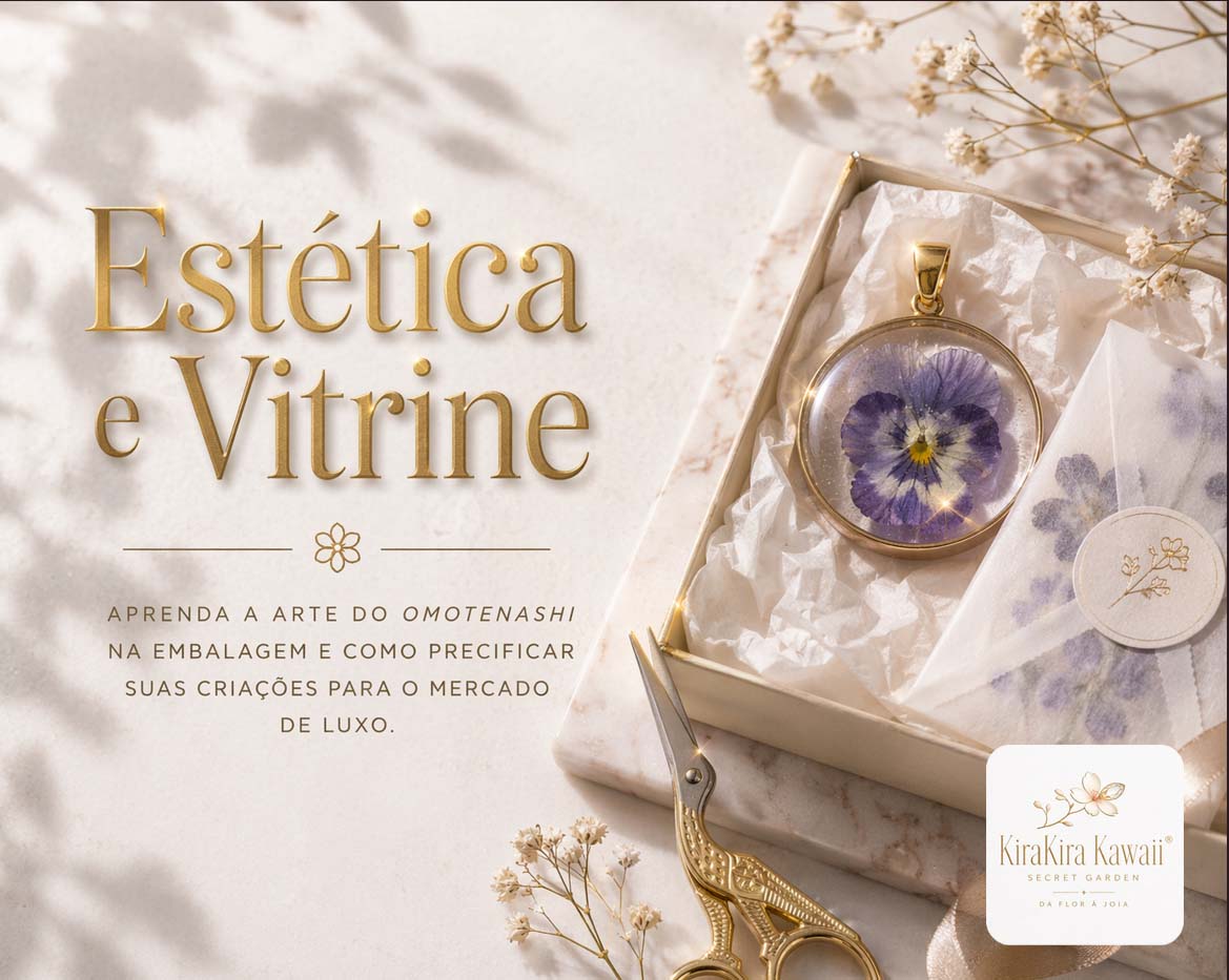 Embalagem de luxo e joia de flor KiraKira Kawaii - Curso Estética e Vitrine Omotenashi