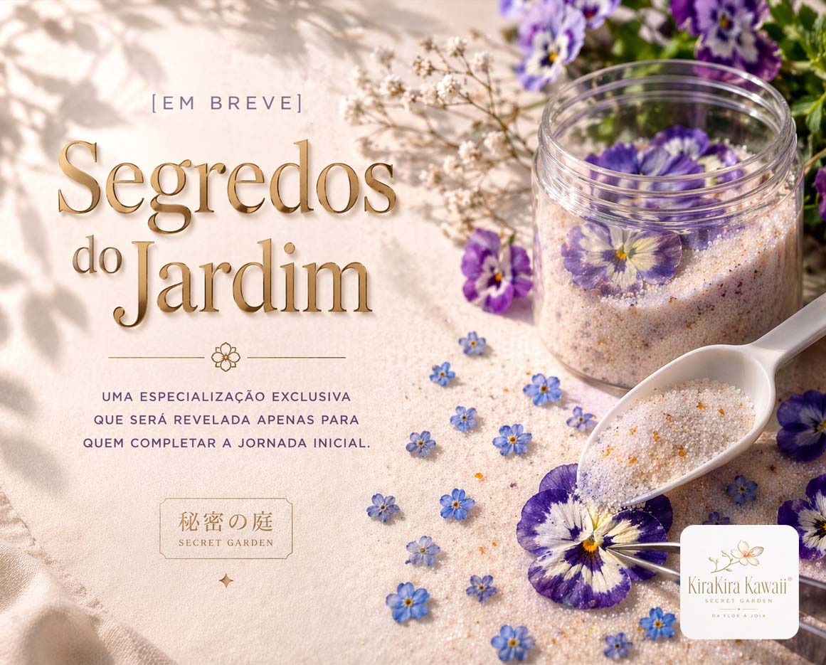 Colher com sílica e flores secas preservadas - Especialização Segredos do Jardim KiraKira Kawaii