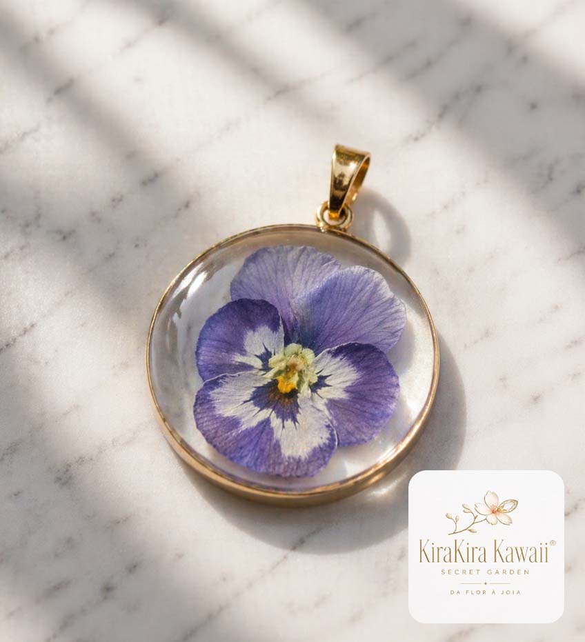 Joia de resina com flor preservada KiraKira Kawaii Secret Garden - Curso de Encapsulamento